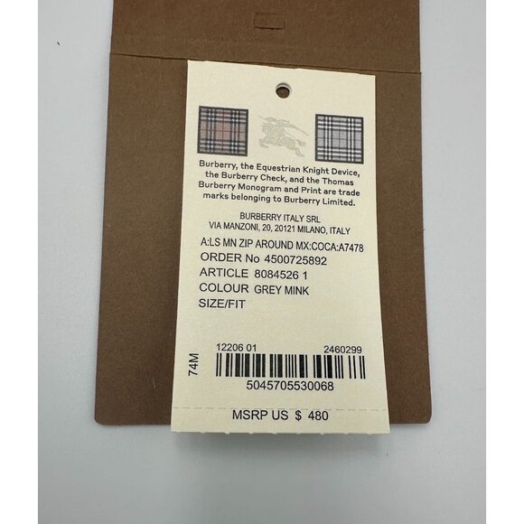 Burberry MN Zip Around Canvas Check Coin Wallet Grey Mink 8084526 - Picture 7 of 8